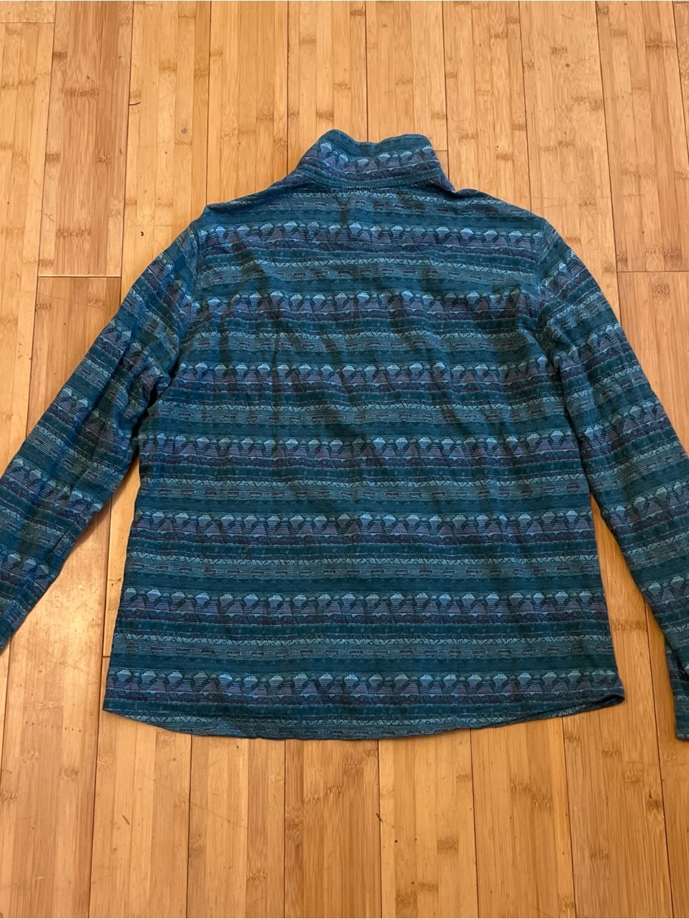 Woolrich Teal Patterned Quarter-Zip Pullover - Picture 2 of 2